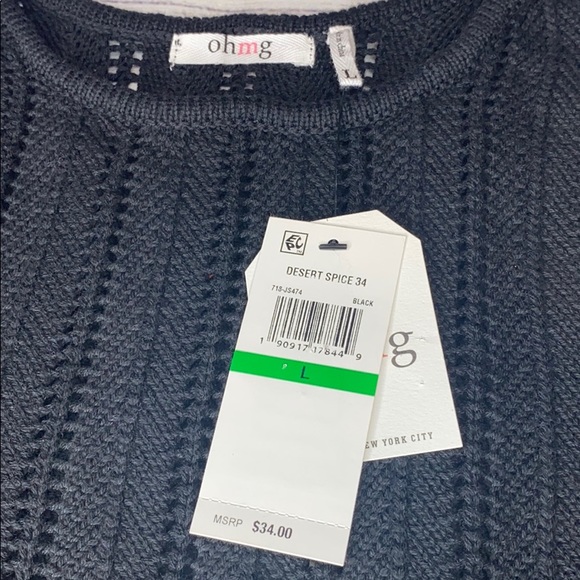 OHMG WOMEN'S CROCHET TOP BLACK SIZE LARGE - Picture 4 of 5